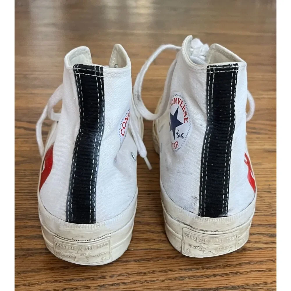 PLAY Comme Des Garcons x Converse White Hearts Sneakers Trainers  Women's Size 7
